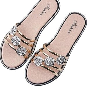 Elegant Women's Sandals with Crystal Accents